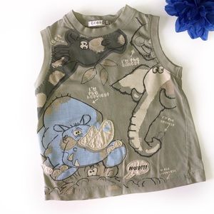 GEORGE 3X OLIVE GREEN ZOO MUSCLE SHIRT